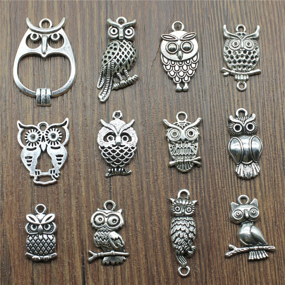 Vintage Fashion Tumblr - 10pcs Charms Owl Antique Silver Color