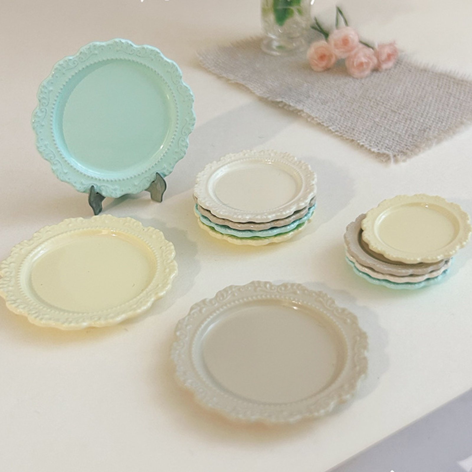 Vintage Fashion Plates Toy - Miniature Dinner Plate Decorative Vintage Design