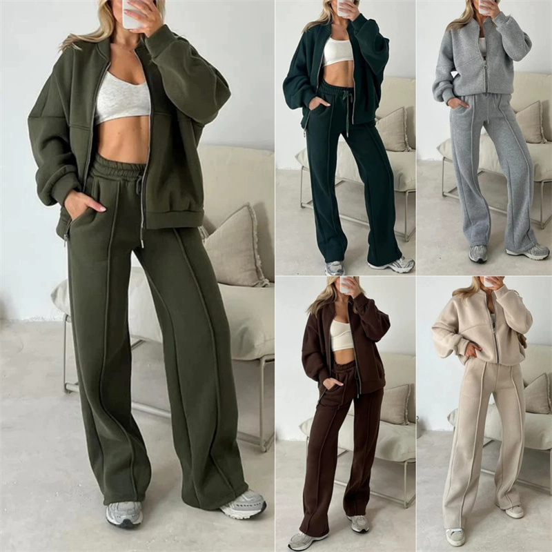 2025 Sweatshirt Two-piece Suit - Wide Leg Trouser 70S ulasan dan harga