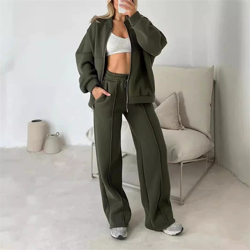 2025 Sweatshirt Two-piece Suit - Wide Leg Trouser 70S ulasan dan harga