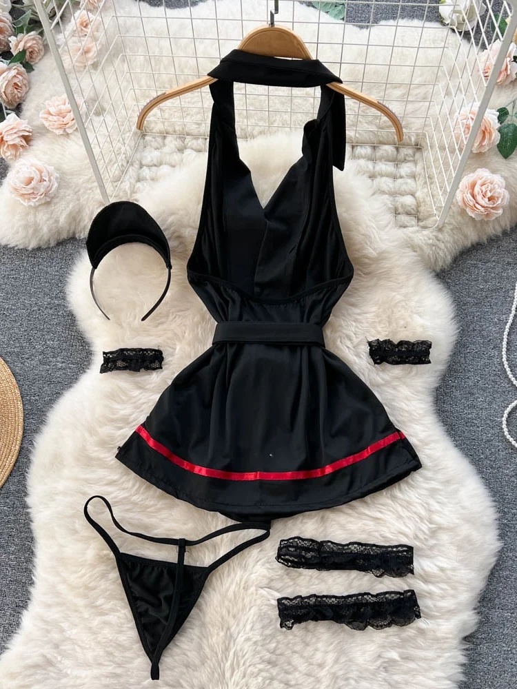 Erotic Fashion Sexy Halter Lin - Vintage Fashion Aesthetic ulasan dan harga