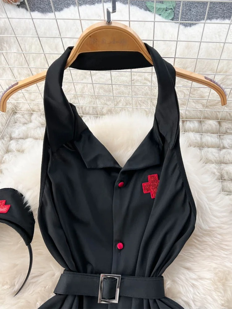 Erotic Fashion Sexy Halter Lin - Vintage Fashion Aesthetic ulasan dan harga