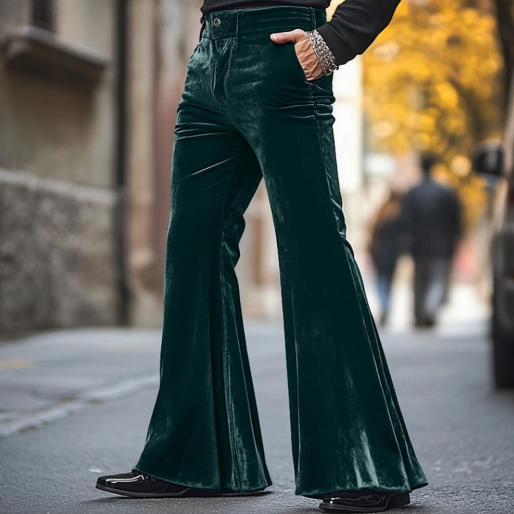 Men's Bell Bottom Velvet Pants - Wide Leg Trouser 70S ulasan dan harga