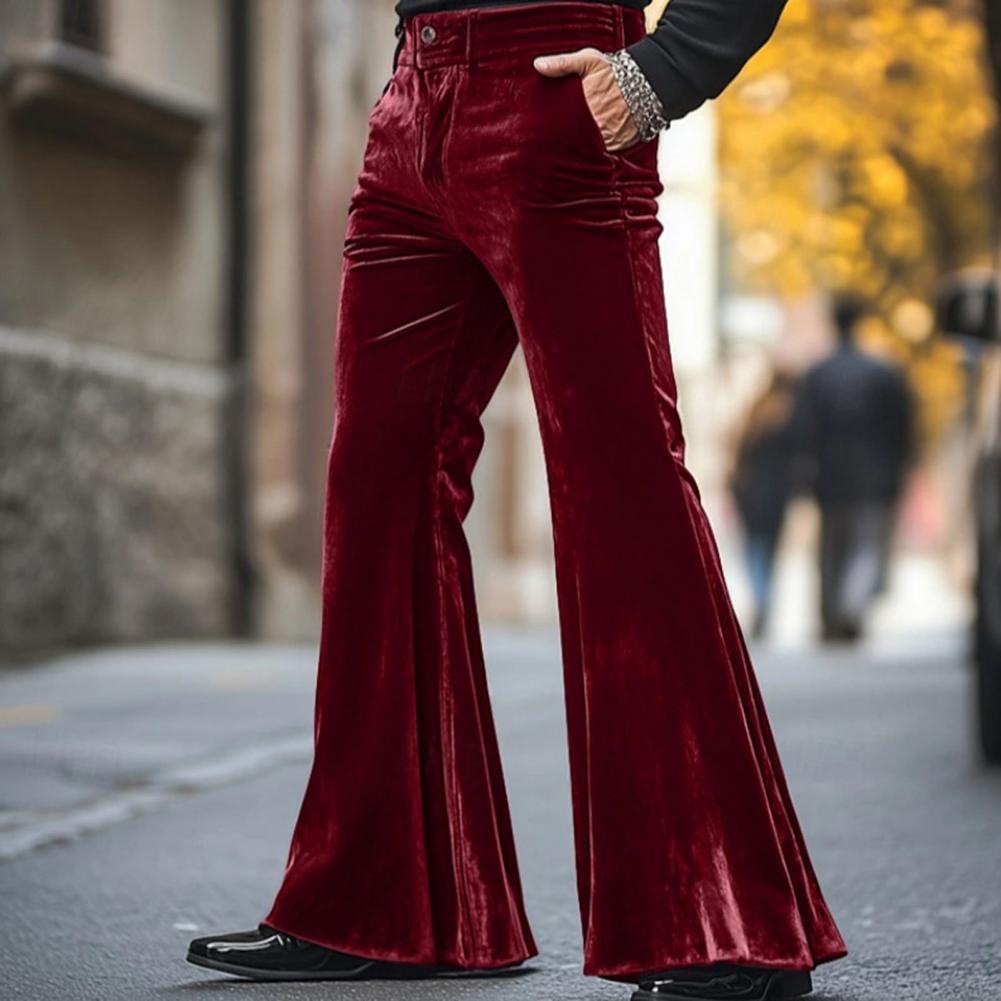 Men's Bell Bottom Velvet Pants - Wide Leg Trouser 70S ulasan dan harga