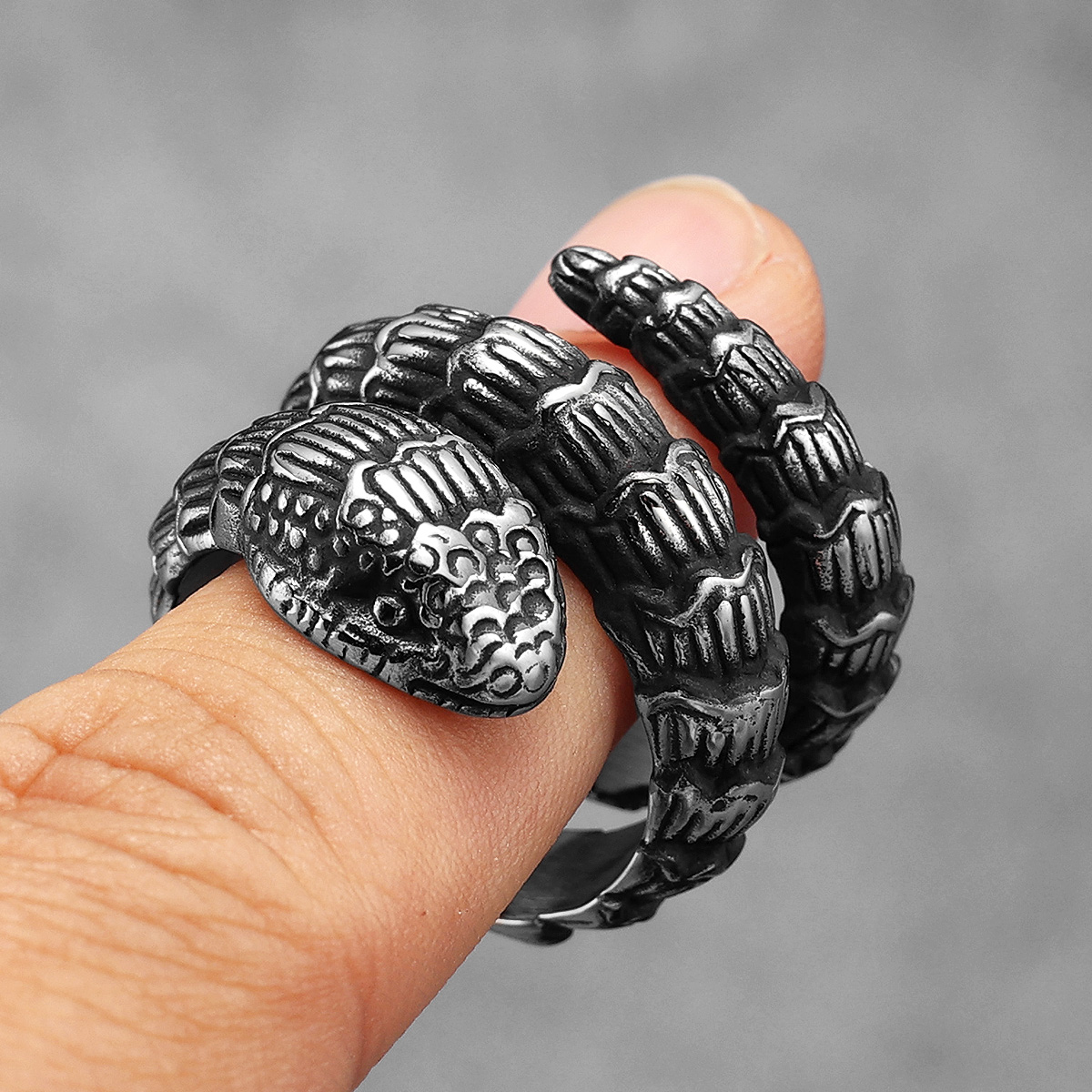 Rattlesnake Animal Men Rings S - Vintage Fashion Stuff ulasan dan harga