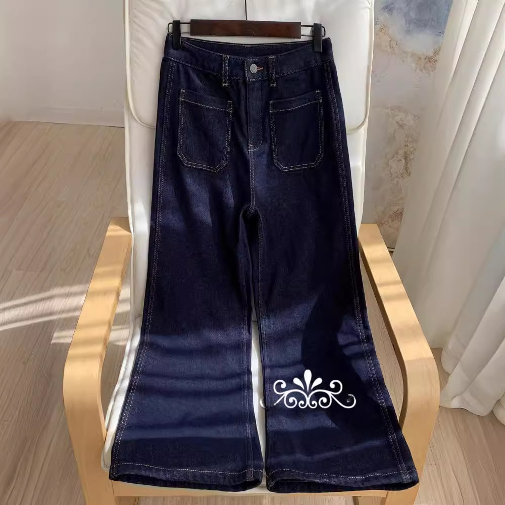 High Waist Wide Leg Blue Denim - Wide Leg Trouser 70S ulasan dan harga