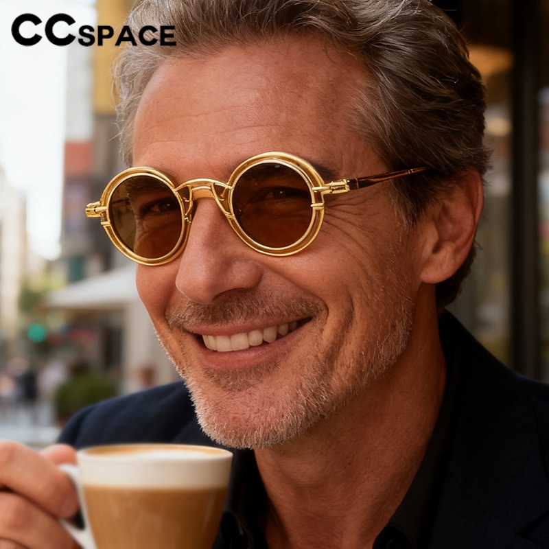 Metal Rotundity Punk Sunglasse - Vintage Fashion Vogue ulasan dan harga