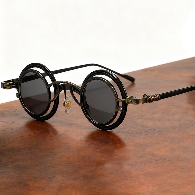 Metal Rotundity Punk Sunglasse - Vintage Fashion Vogue ulasan dan harga